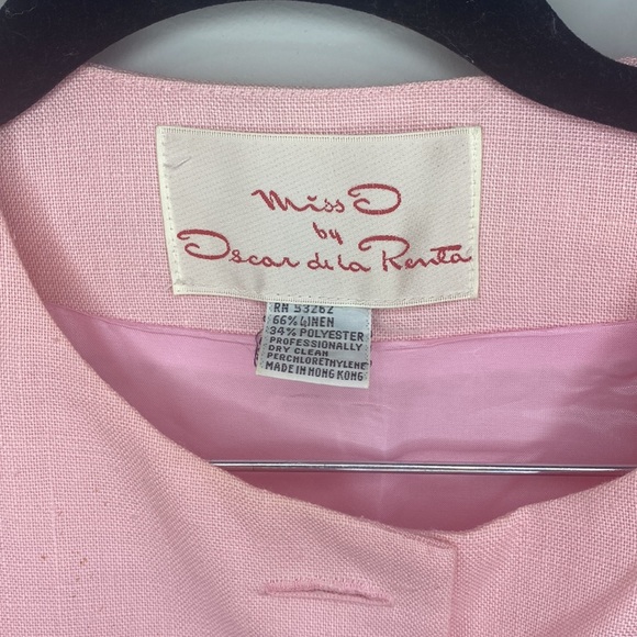 Miss O by Oscar de la Renta Vintage Pink Linen Skirt Suit Set - Picture 2 of 10